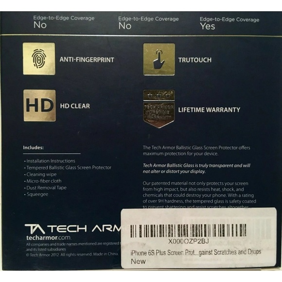 Tech Armor Ballistic Glass Screen Protector iPhone 6 Plus 5.5 inch Space Gray - Picture 5 of 10